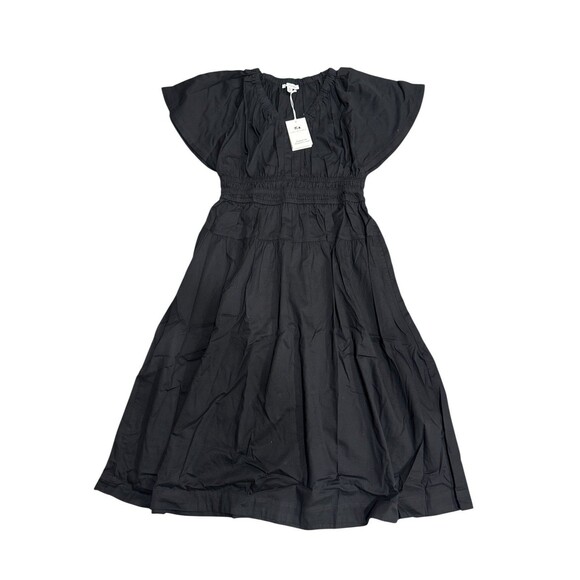 Free Assembly Black Cotton Flutter Sleeve Smocked Waist Dress Size M (8–10) NWT - Picture 2 of 8